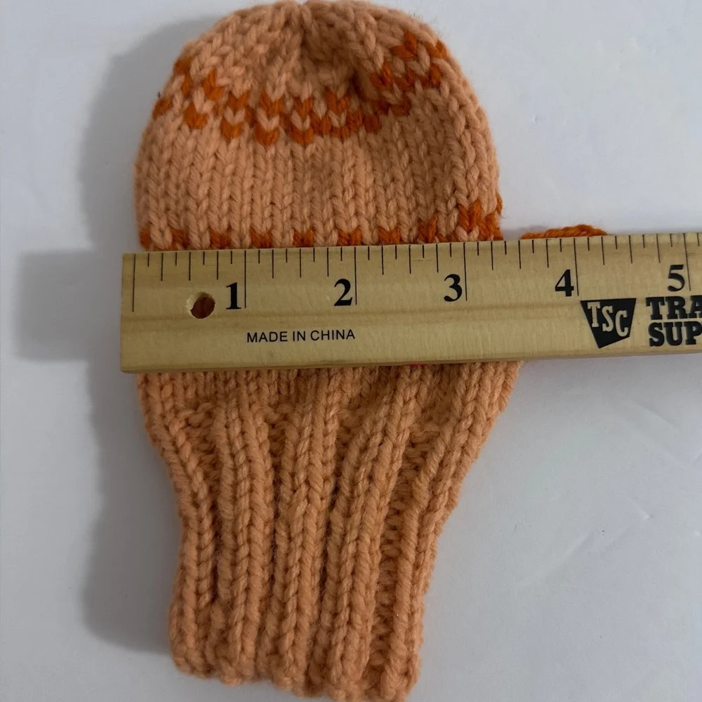 Cozy Orange Knit Hat‎ and Mittens Set for Kids (G9)